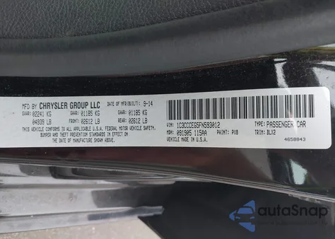 2015 Chrysler 200 C from USA, damaged, VIN 1C3CCCEG5FN593012